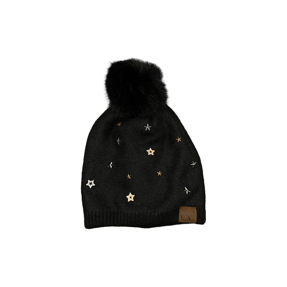 10. C.C  Star Studded Pom Beanie NWT – Women’s Winter Hat